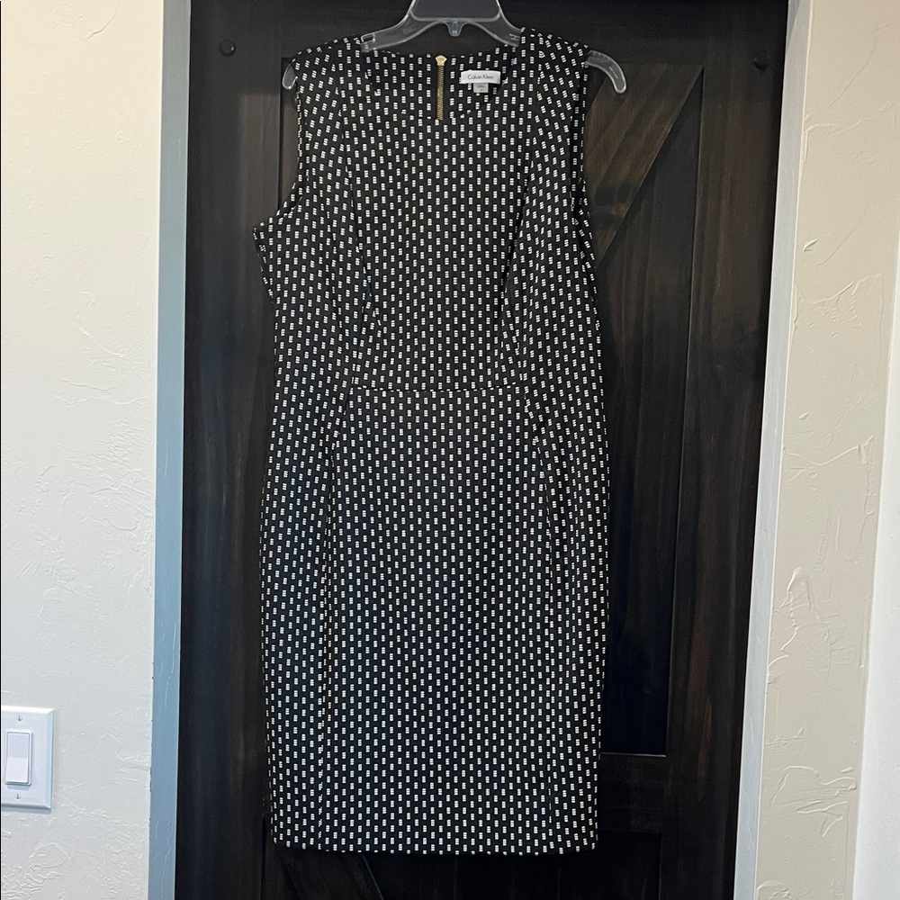 Calvin Klein Black Dress with White Geometric Dot Pattern